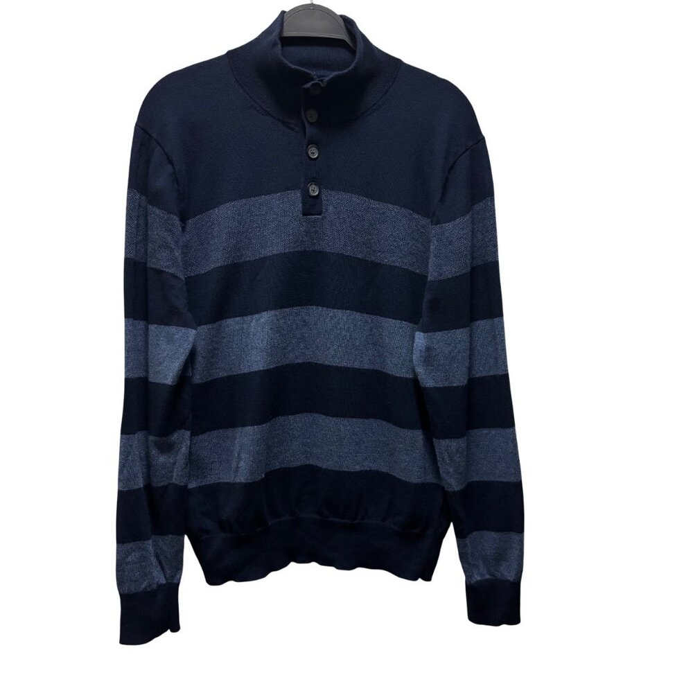 Brooks Brothers Men's Extra Fine Merino Wool Navy Striped Sweater Size L